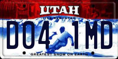 UT license plate D041MD