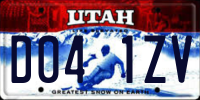 UT license plate D041ZV