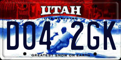UT license plate D042GK