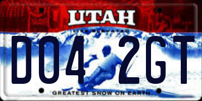 UT license plate D042GT