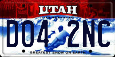 UT license plate D042NC