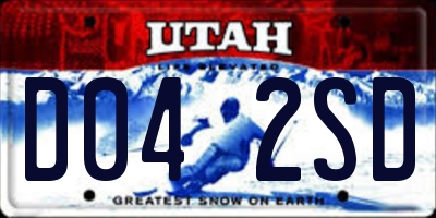 UT license plate D042SD