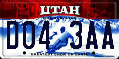 UT license plate D043AA