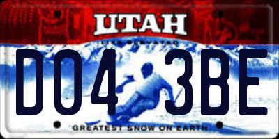 UT license plate D043BE