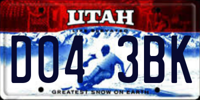UT license plate D043BK