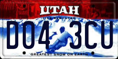 UT license plate D043CU