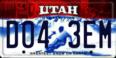 UT license plate D043EM