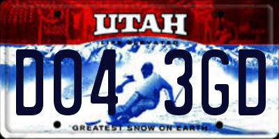 UT license plate D043GD