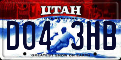 UT license plate D043HB