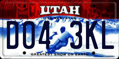 UT license plate D043KL