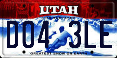 UT license plate D043LE