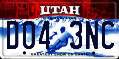 UT license plate D043NC