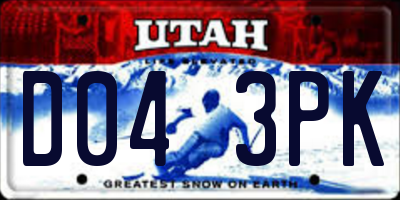 UT license plate D043PK