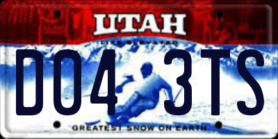 UT license plate D043TS