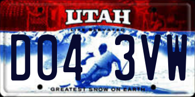 UT license plate D043VW