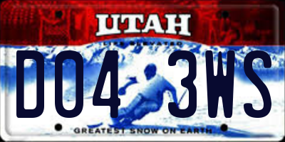 UT license plate D043WS