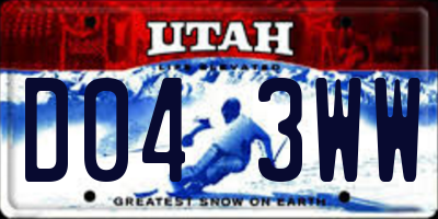 UT license plate D043WW