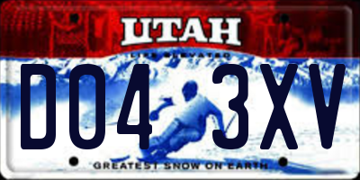 UT license plate D043XV