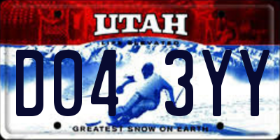 UT license plate D043YY
