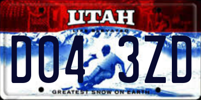 UT license plate D043ZD