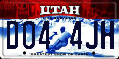 UT license plate D044JH