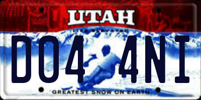 UT license plate D044NI