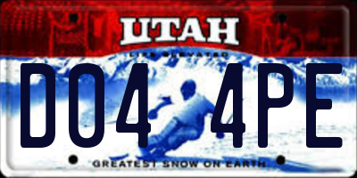 UT license plate D044PE