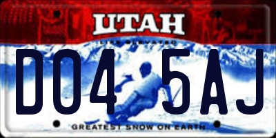 UT license plate D045AJ