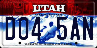 UT license plate D045AN