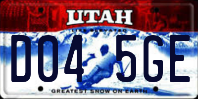 UT license plate D045GE