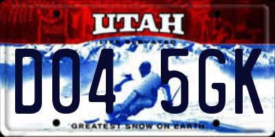 UT license plate D045GK