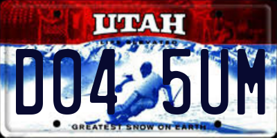 UT license plate D045UM