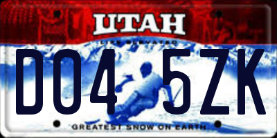 UT license plate D045ZK
