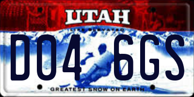 UT license plate D046GS