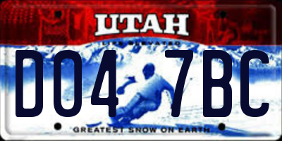 UT license plate D047BC