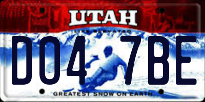 UT license plate D047BE