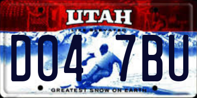 UT license plate D047BU