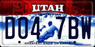 UT license plate D047BW