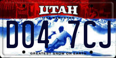 UT license plate D047CJ