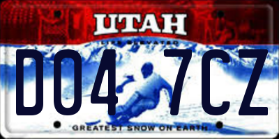 UT license plate D047CZ