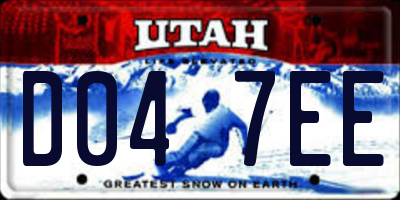 UT license plate D047EE