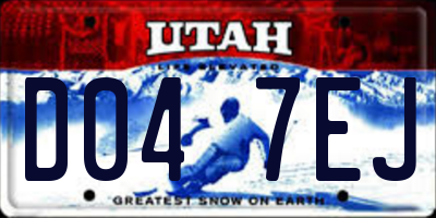 UT license plate D047EJ