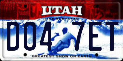 UT license plate D047ET