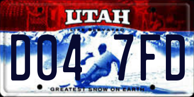 UT license plate D047FD