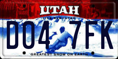UT license plate D047FK