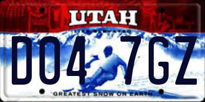 UT license plate D047GZ