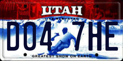 UT license plate D047HE