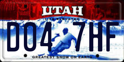 UT license plate D047HF