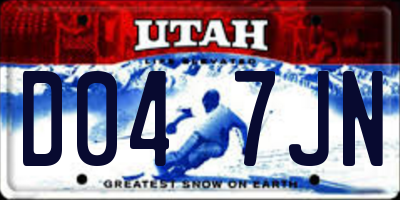UT license plate D047JN