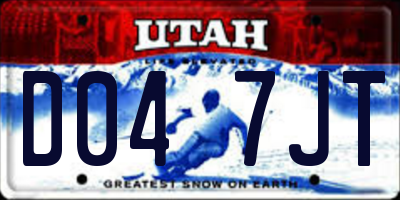 UT license plate D047JT